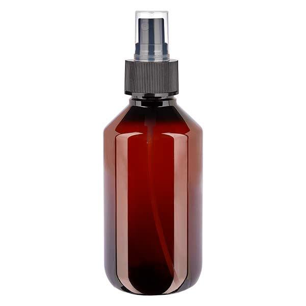 PET láhev 200ml s rozprašovačem černá PET láhev 200ml s rozprašovačem černá