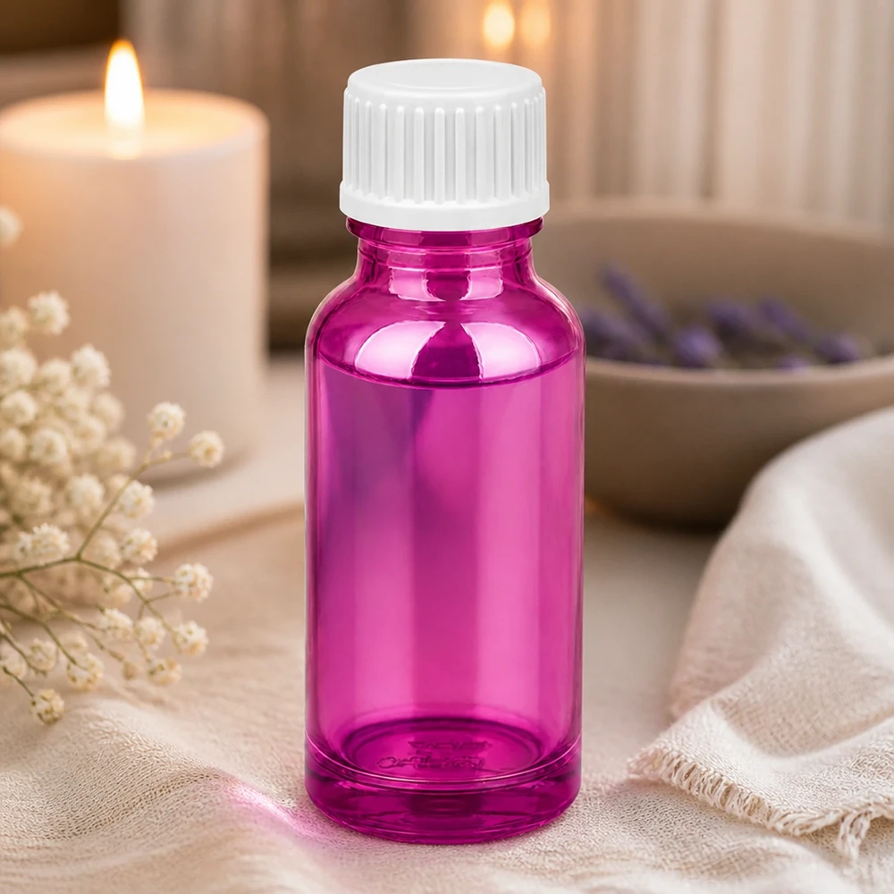 20ml Purple Tropfflasche mit kindersicherem weißen Verschluss für sichere Aufbewahrung von Tinkturen