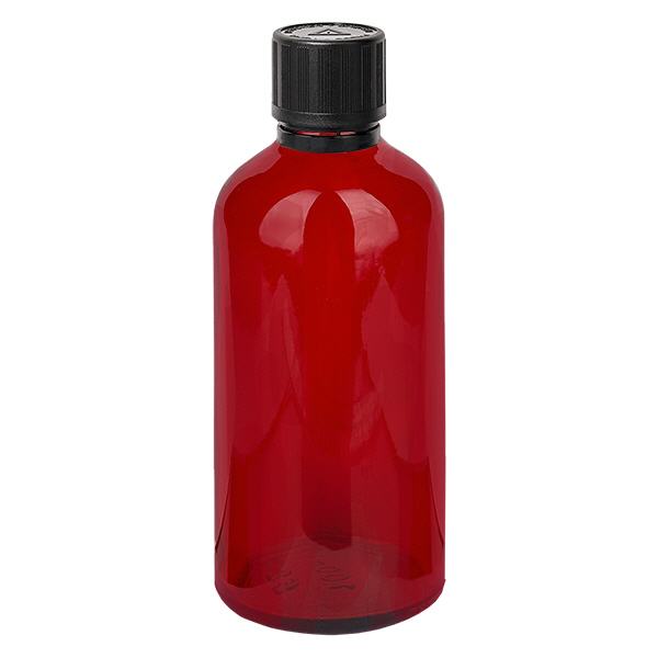 Kapací láhev 100ml 1mm černý uzávěr s ochranou proti manipulaci Dětská pojistka Výstražný symbol pro nevidomé RedL. UT18/100 Kapací láhev 100ml 1mm černý uzávěr s ochranou proti manipulaci Dětská pojistka Výstražný symbol pro nevidomé RedL. UT18/100
