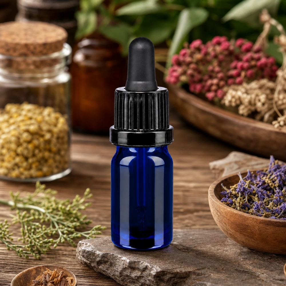 5ml pipetovací láhev černá s tamper-evidentním uzávěrem BlueLine UT18/5 Praktische 5ml Pipettenflasche für homöopathische Mittel und Essenzen OV BlueLine UT18/5