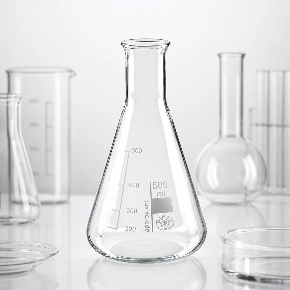 Erlenmeyerova baňka 500 ml s úzkým hrdlem Klassischer 500ml Erlenmeyerkolben mit Enghalskonstruktion für sichere Stoffmischungen