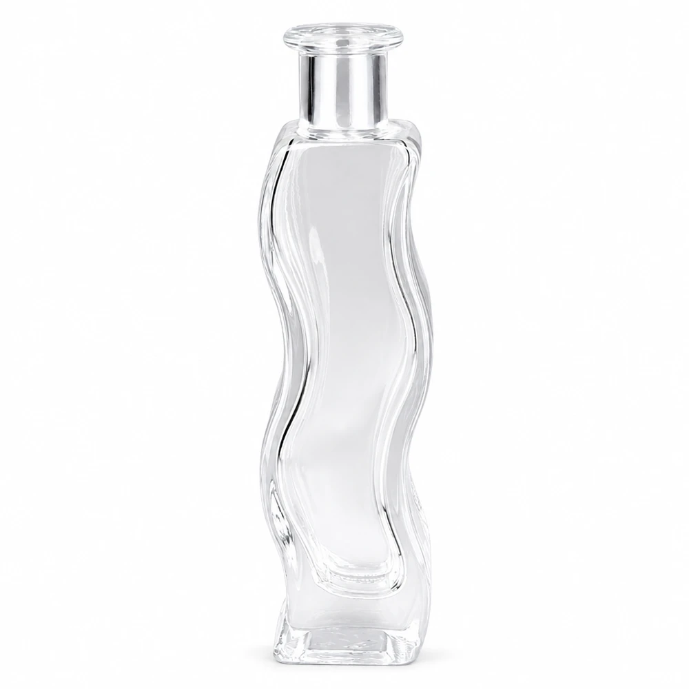 100ml Glasflasche "Melissa" ohne Verschluss UNiTWIST 100ml Glasflasche Melissa leer ohne Verschluss UNiTWIST transparent mit gewellter Form für Parfum oder Kosmetik