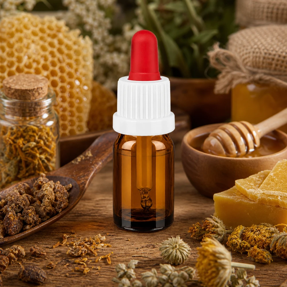 5ml pipetovací láhev bílá/červený uzávěr s ochranou proti manipulaci BrownLine UT18/5 Apotheken-qualität 5ml Pipettenflasche BrownLine für präzise Dosierung von Naturheilmitteln
