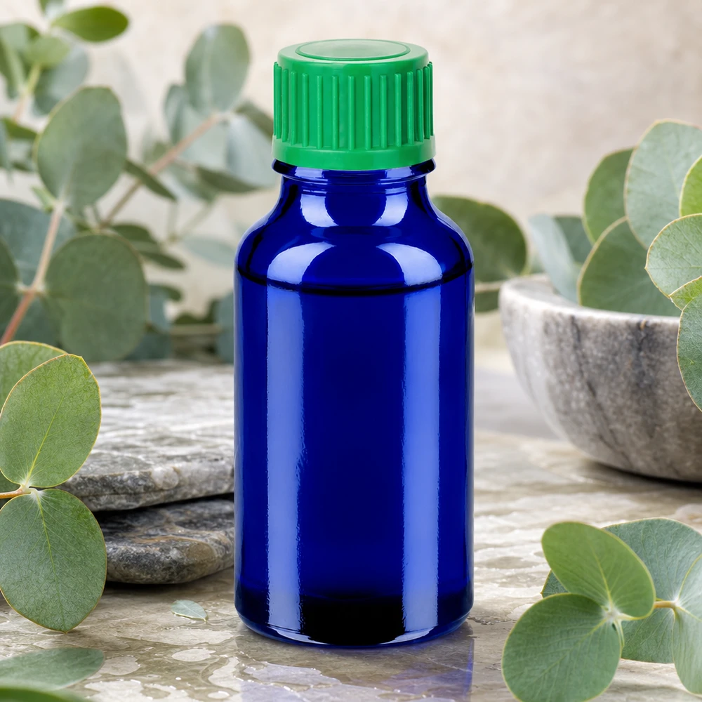 Kleine 20ml Tropfflasche aus UV-schützendem Blauglas ideal für Reise und mobile Anwendungen