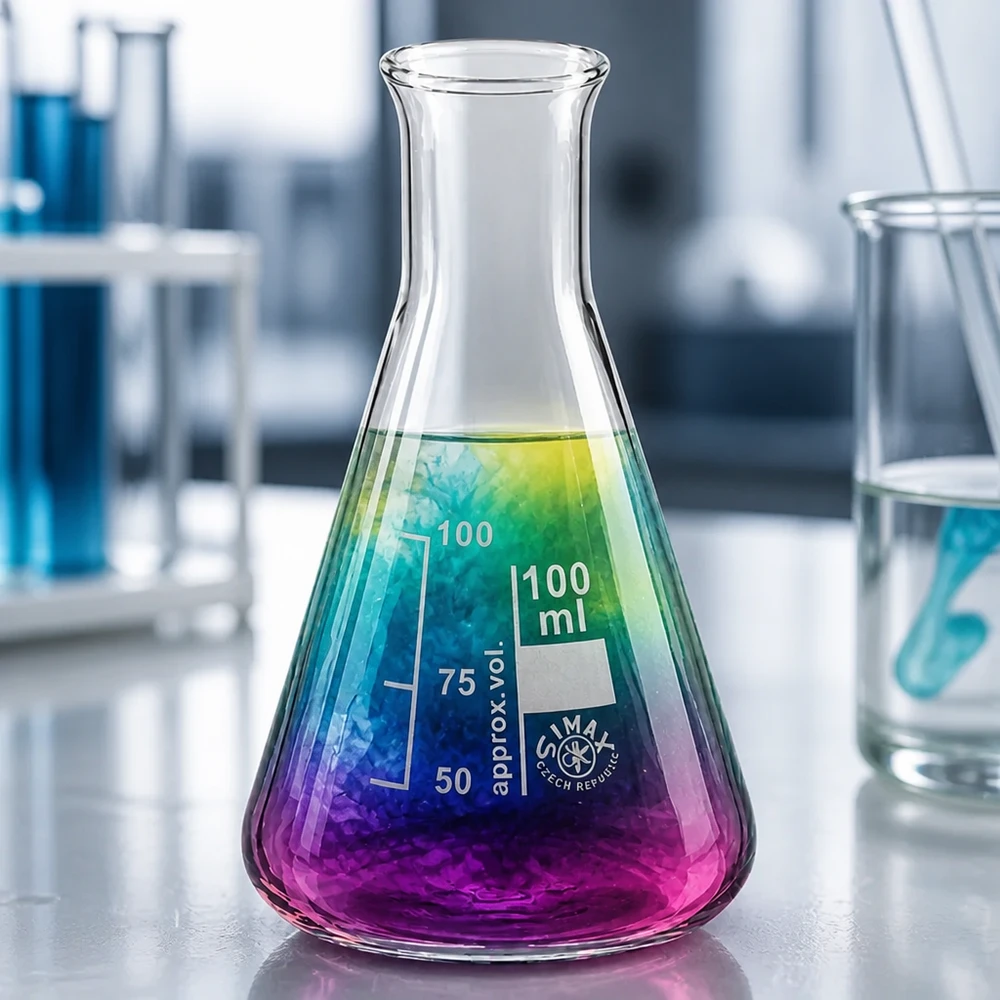 Erlenmeyerova baňka 100 ml s úzkým hrdlem Kompakter 100ml Erlenmeyerkolben mit schmalem Hals perfekt für kleine Ansätze