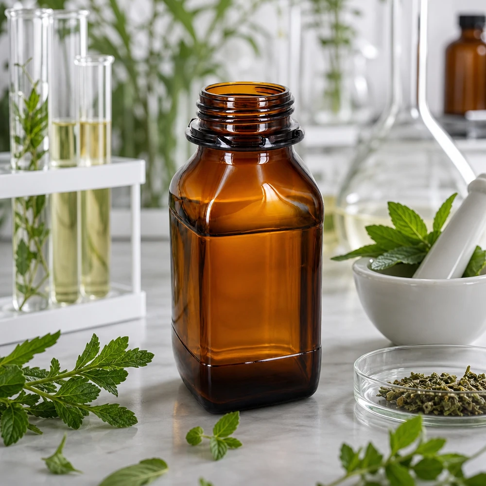 Láhev na chemikálie o objemu 500 ml 500ml Apothekerflasche aus UV-beständigem Braunglas für pharmazeutische Anwendungen
