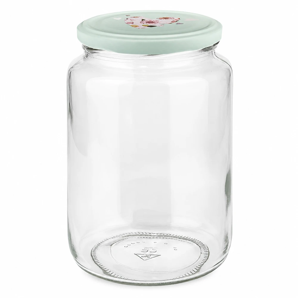 795ml kulatá sklenice + víčko BasicSeal srdíčková máta UNiTWIST 795ml Rundglas mit mint BasicSeal Deckel Herz-Design Einmachglas Vorratsglas Glasdose mit Schraubverschluss