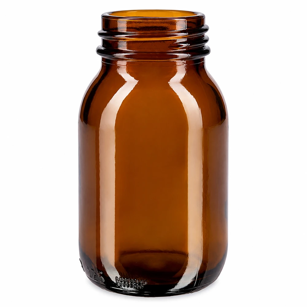 125ml láhev se širokým hrdlem z jantarového skla Kompakte 125ml Weithalsflasche aus UV schützendem Braunglas für den Hausgebrauch
