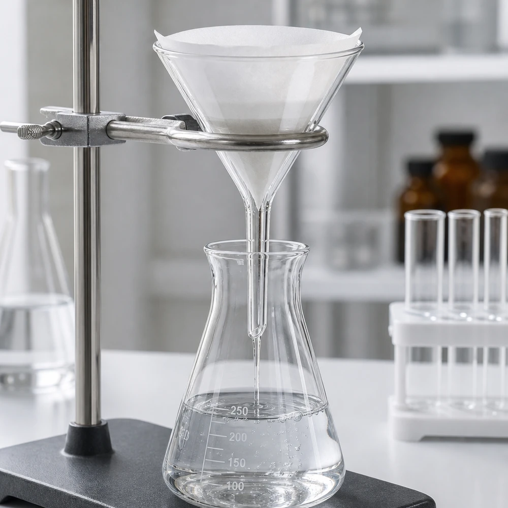 Nálevka ø55mm borosilikátový úhel 60 krátký styl Säureresistenter Borosilikat-Glastrichter 55mm Kurzform für aggressive Chemikalien