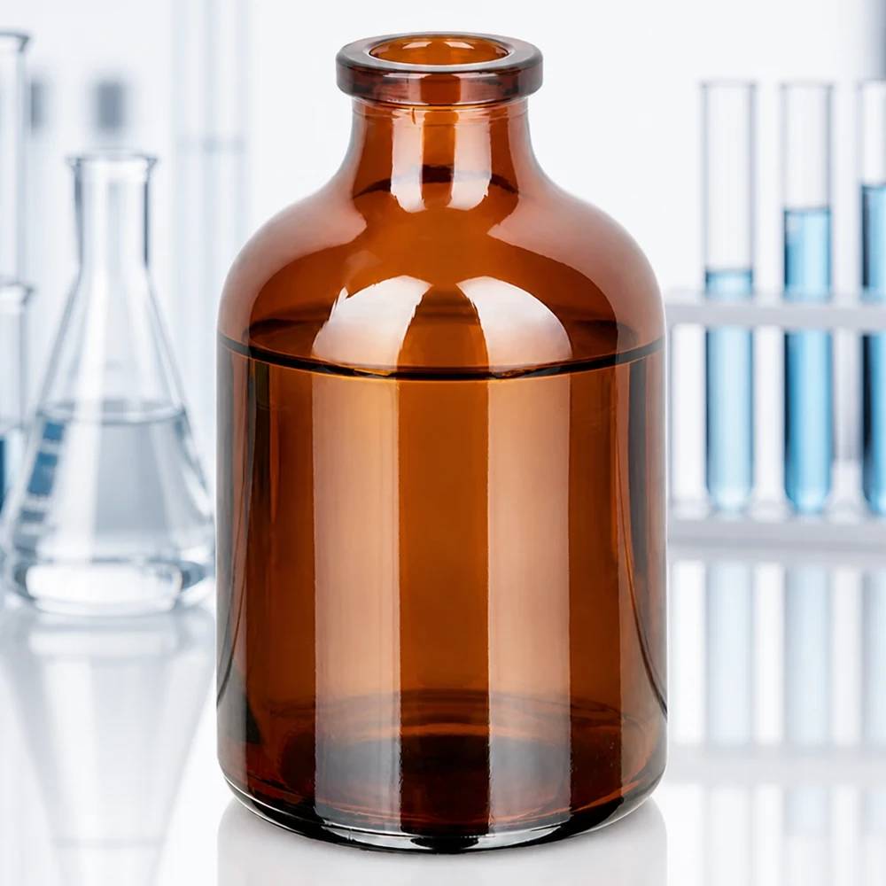 Injekční lahvička z jantarového skla 50ml UV-schützendes Braunglas Vial 50ml für lichtempfindliche Injektionslösungen und Lyophilisate