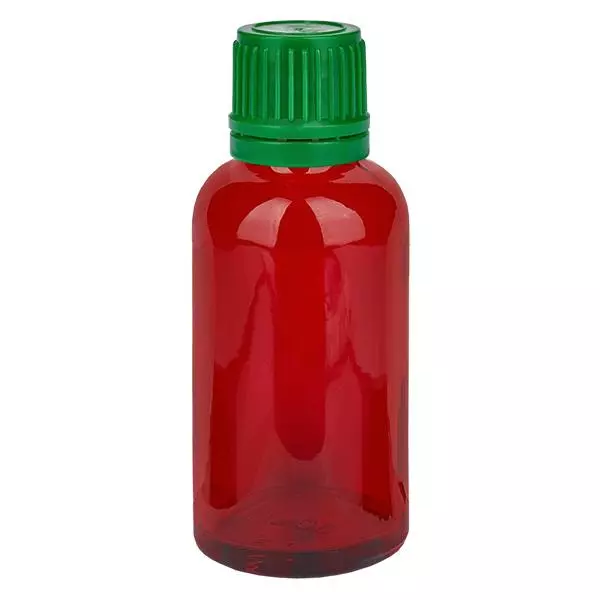 30ml lahvička 11mm šroubovací uzávěr zelený uzávěr s ochranou proti manipulaci RedLine UT18/30