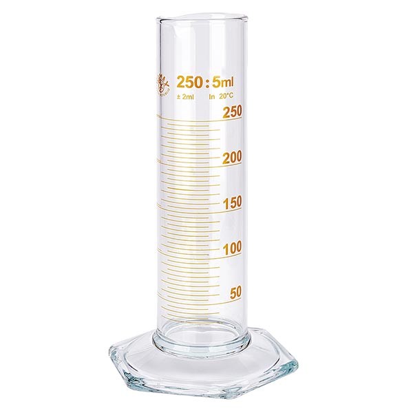 Odměrka 250 ml NF ze skla, hnědá stupnice Odměrka 250 ml NF ze skla, hnědá stupnice