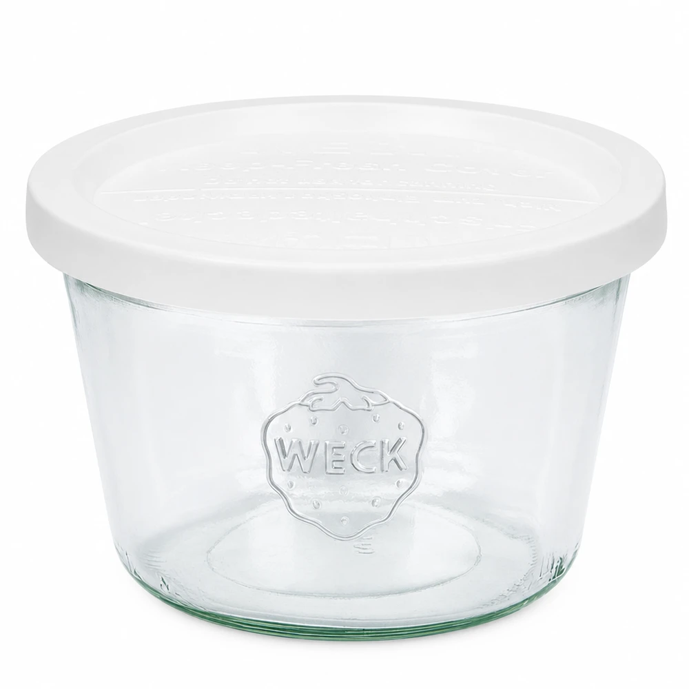 WECK Sturzglas 370ml mit weißem Frischedeckel RR100 Einmachglas aus klarem Glas für Konservierung und Aufbewahrung