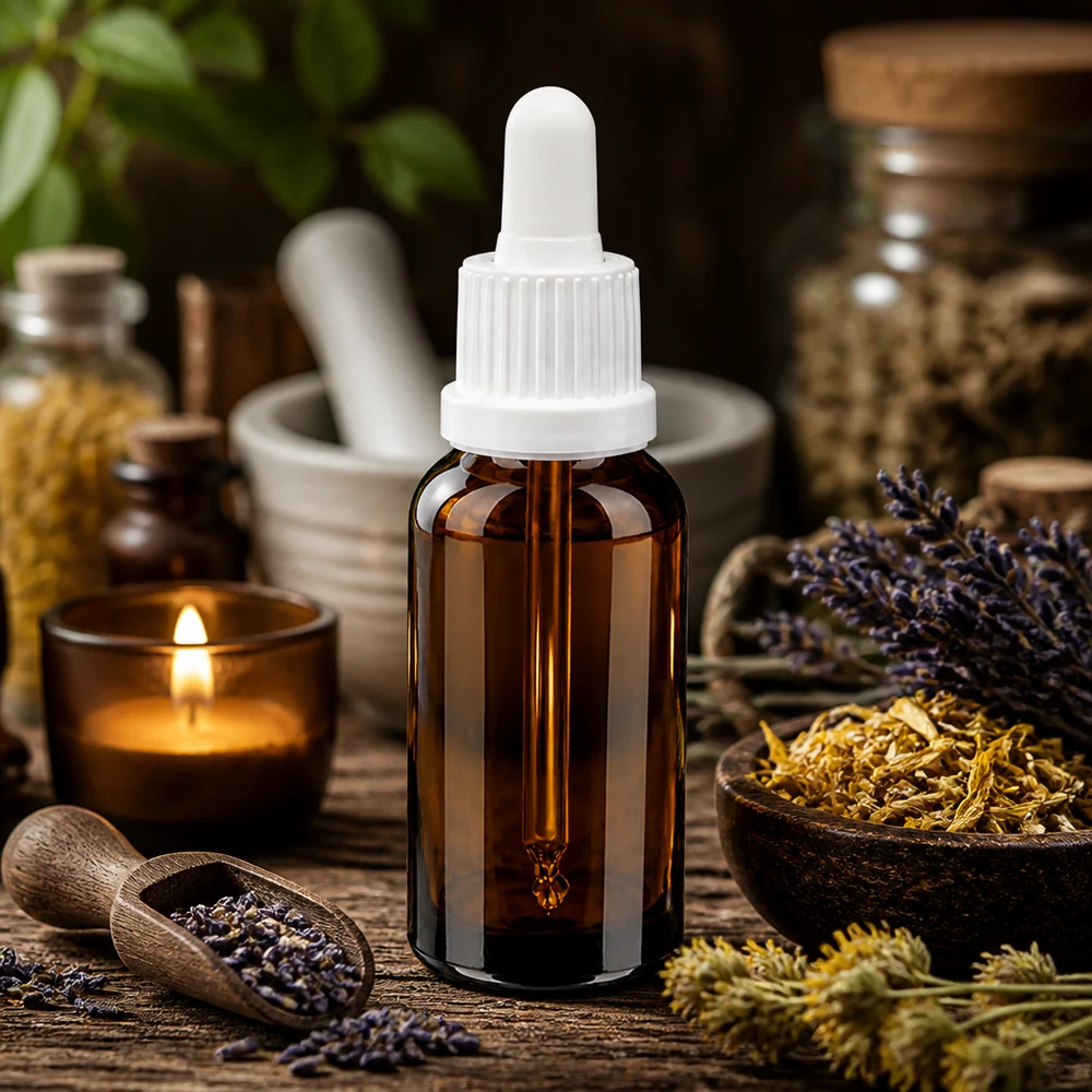 20ml pipetovací láhev bílá s uzávěrem s ochranou proti manipulaci BrownLine UT18/20 Handliche 20ml Glasflasche mit Pipette - optimale Portionsgröße für tägliche Anwendung von Extrakten