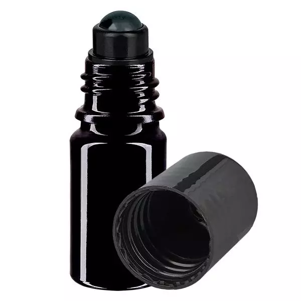 Lékárenská lahvička violet 5ml roll-on uzávěr černá Lékárenská lahvička violet 5ml roll-on uzávěr černá