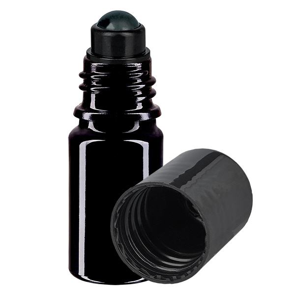 Lékárenská lahvička violet 5ml roll-on uzávěr černá Lékárenská lahvička violet 5ml roll-on uzávěr černá