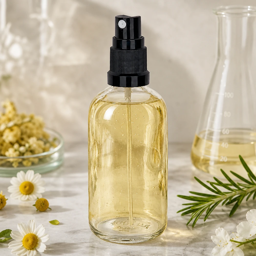 100ml lahvička s rozprašovačem černá/transparentní standardní uzávěr ClearLine UT18/100 Nachfüllbare Glasflasche 100ml mit schwarzem Sprühkopf für Naturkosmetik Eigenproduktion