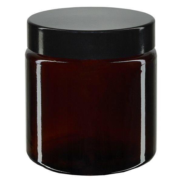 Sklen&#283;n&#225; sklenice 120ml. hn&#283;d&#225;, s &#269;ern&#253;m bakelitov&#253;m v&#237;&#269;kem ApoGlas.