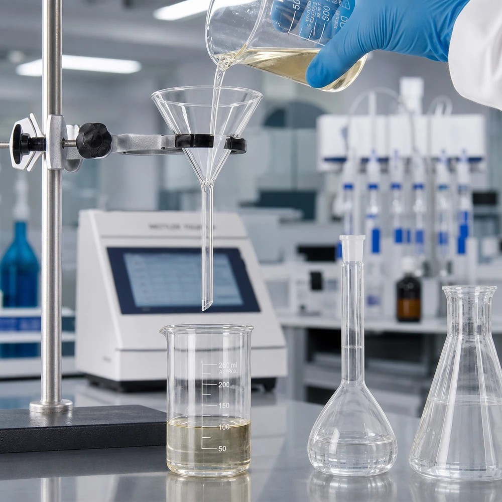 Wissenschaftlicher Glastrichter 100mm Durchmesser für Filtrations- und Separationsverfahren im Labor