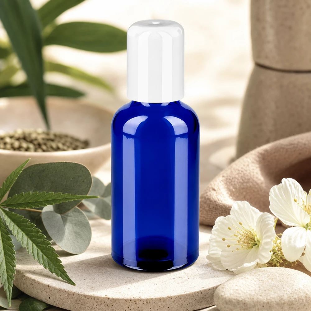 Premium Roll-On Flasche 50ml mit weißem Deckel perfekt für Parfum und Duftöle