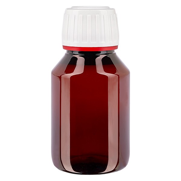 PET láhev 50ml s bílým/červeným uzávěrem s možností manipulace. PET láhev 50ml s bílým/červeným uzávěrem s možností manipulace.