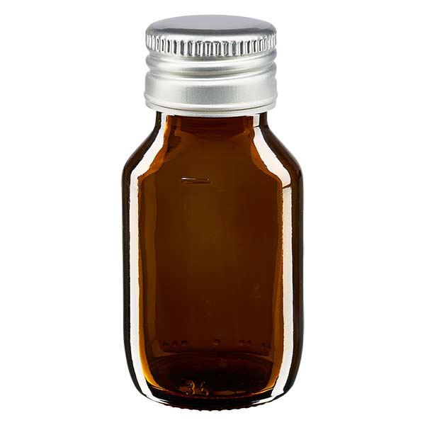 50ml lahvička na léky hnědá, se stříbrným hliníkovým uzávěrem ApoGlas 50ml lahvička na léky hnědá, se stříbrným hliníkovým uzávěrem ApoGlas