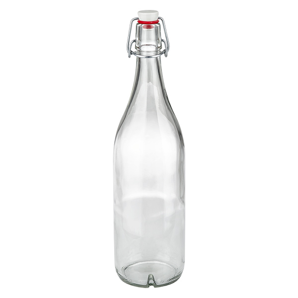 Skleněná láhev o objemu 1000 ml + otočný porcelánový vršek UNiTWIST 1000ml Glasflasche mit Bügelverschluss aus Porzellan leer transparent für Getränke Aufbewahrung