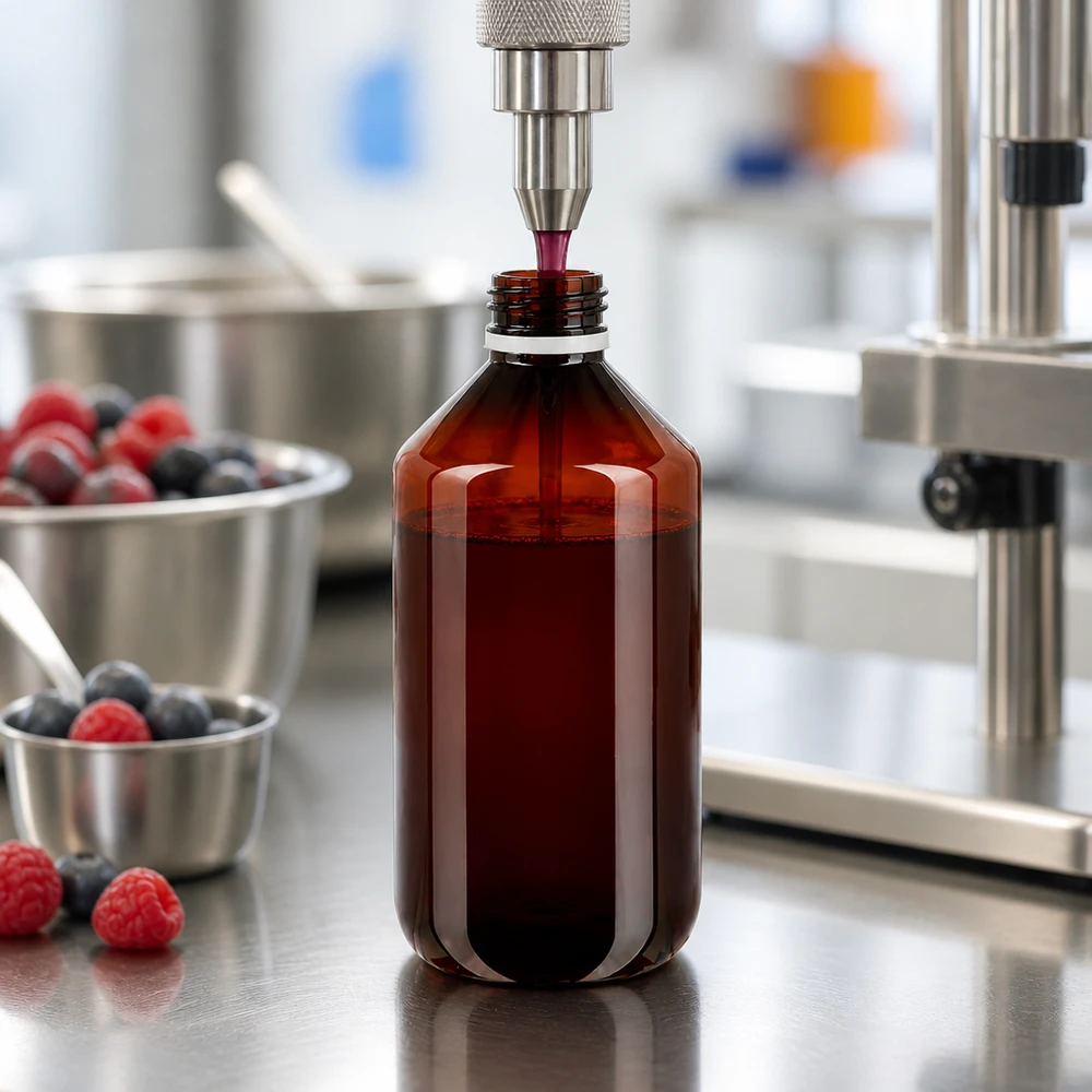 PET láhev 500ml s bílým rýhovaným uzávěrem s možností manipulace. Poloprůhledná PET láhev o objemu 500 ml, jantarová, s bílým vnějším obalem, rýhovaná, určená pro ovocné šťávy