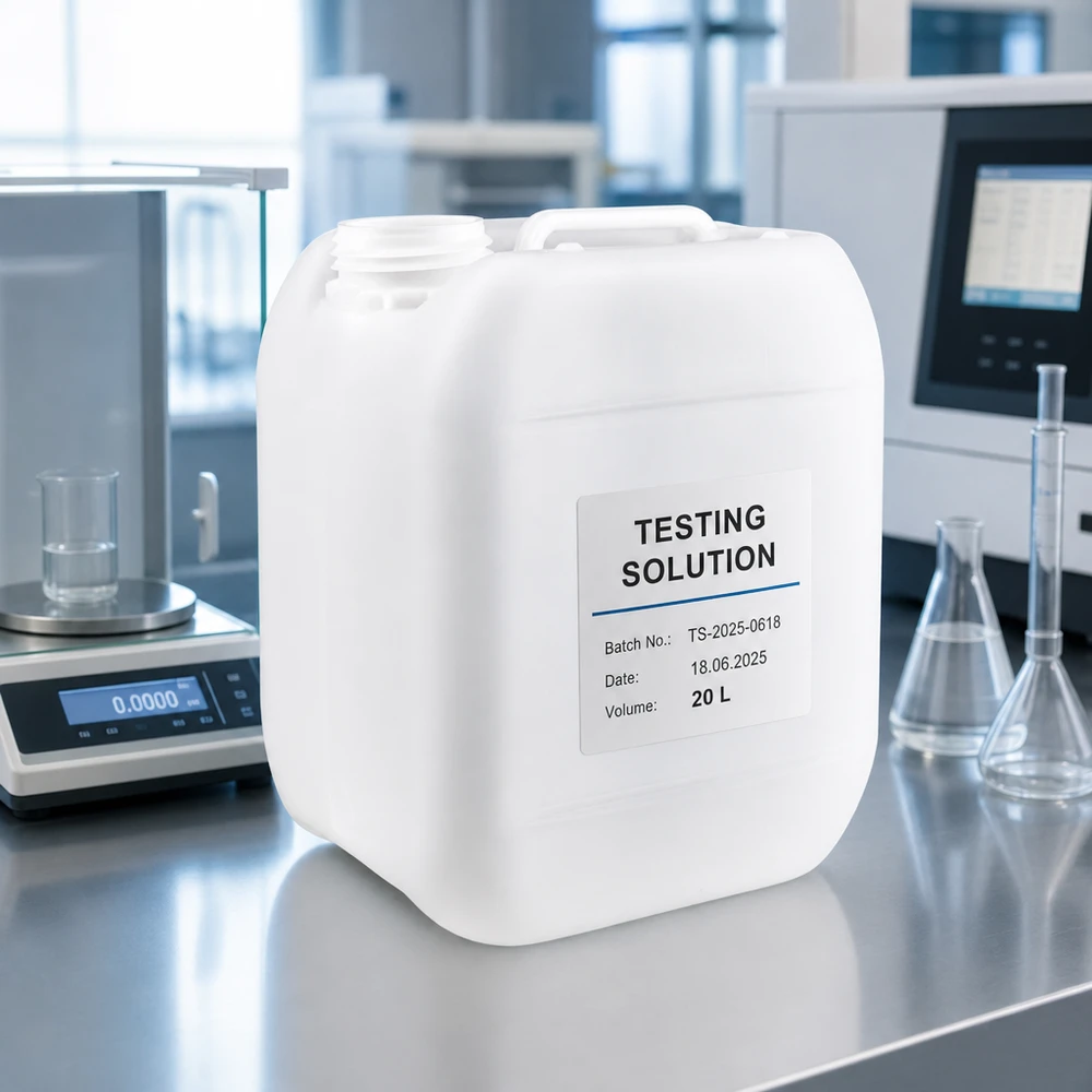 Kanystr 5 litrů bez uzávěru 5 Liter Kunststoffkanister ohne Verschluss mit professioneller Produktkennzeichnung Labor