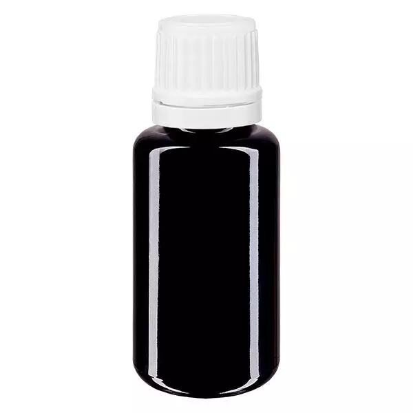 Lékárenská láhev violet 20ml šroubovací uzávěr bílý nedovolená manipulace s uzávěrem
