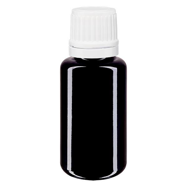Lékárenská láhev violet 20ml šroubovací uzávěr bílý nedovolená manipulace s uzávěrem Lékárenská láhev violet 20ml šroubovací uzávěr bílý nedovolená manipulace s uzávěrem