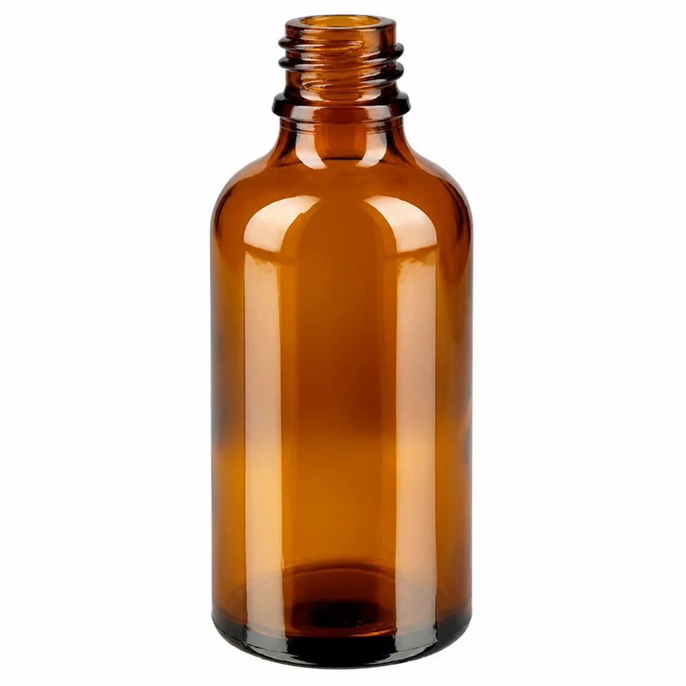 Hochwertige 50ml Glasflasche mit UV-Schutz durch braune Tönung für Apotheken