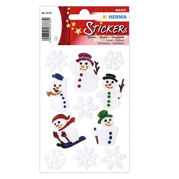 Samolepky "Sněhuláci" (11 samolepek se třpytkami) Samolepky "Sněhuláci" (11 samolepek se třpytkami)