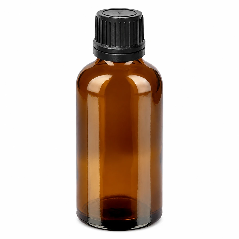 50ml lahvička s kapátkem 1mm černá tamper-evidentní uzávěr BrownLine UT18/50 UV-Schutz Glasflasche 50ml bernstein mit schwarzem Tropfverschluss aus hochwertigem Material