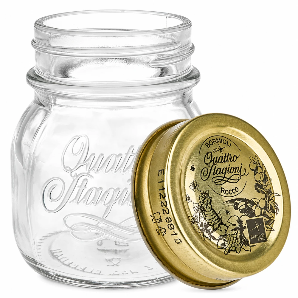150ml Rundglas Quattro Stagioni mit goldenem Deckel Einmachglas Vorratsglas Bormioli Rocco italienisch