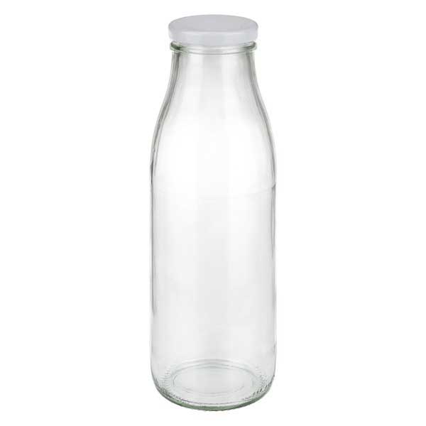 500ml skleněná láhev + víčko BasicSeal bílé UNiTWIST 500ml Glasflasche mit weißem Deckel - elegante Milchflasche für Getränke und Aufbewahrung von Glas-Fabrik.de