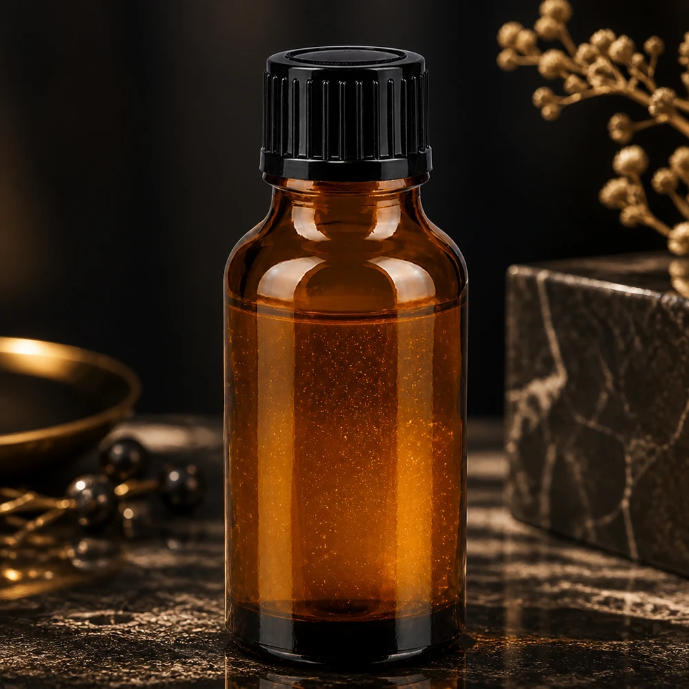20ml Dosierflasche aus braunem Apothekenglas mit präziser 1mm Tropfvorrichtung schwarz