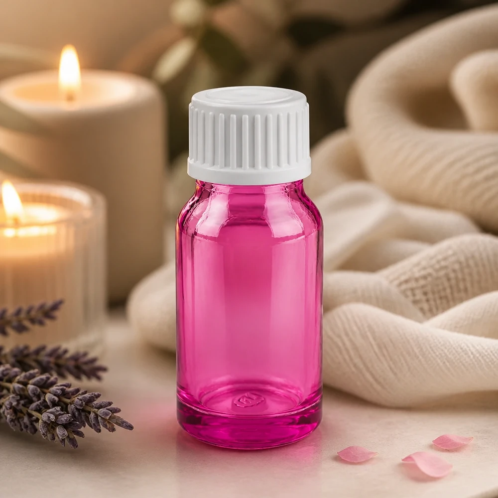 10ml lahvička s kapátkem 0,9 mm bílá standardní PurpleLine. UT18/10 Professionelle 10ml Glasflasche purple mit hygienischem weißem Verschlusssystem