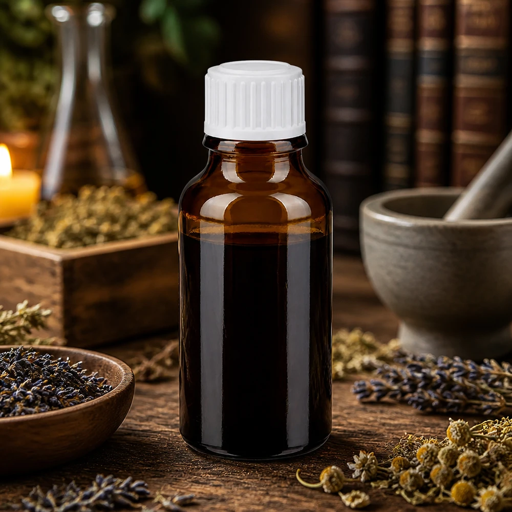 Kompakte Braunglasflasche 20ml STD mit weißem Dosierverschluss für Aromatherapie-Anwendungen