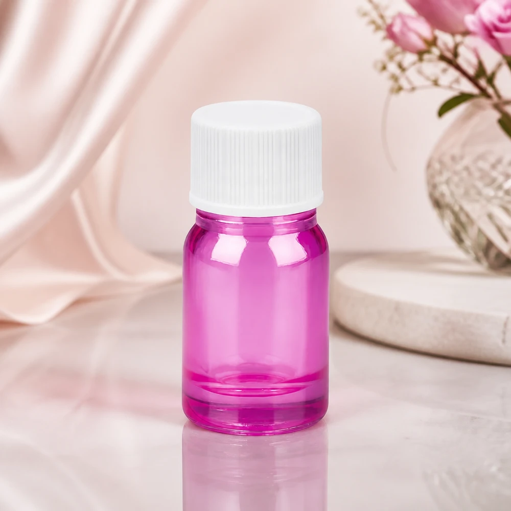 Elegante 5ml Violett-Flasche mit mattweißem Schraubdeckel für Parfüm und Wellness-Produkte