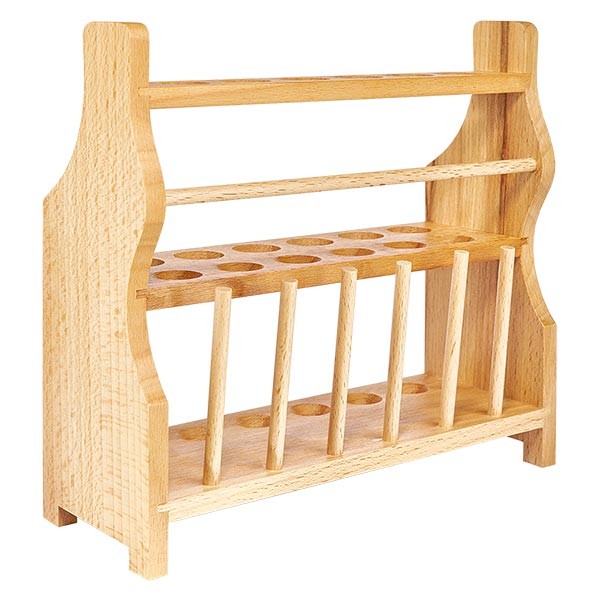 Stojany na zkumavky ze d&#345;eva, na sklenice do &#216; cca 18 mm, na 12 sklenic, se 6 ty&#269;emi.