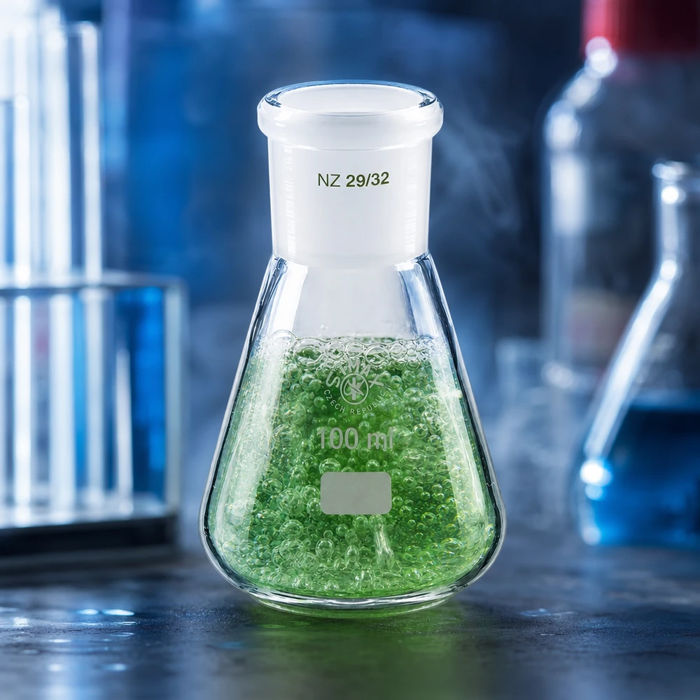 Erlenmeyerova baňka 100ml se standardním broušeným spojem (29/32) Erlenmeyerova baňka 100ml se standardním broušeným spojem (29/32)