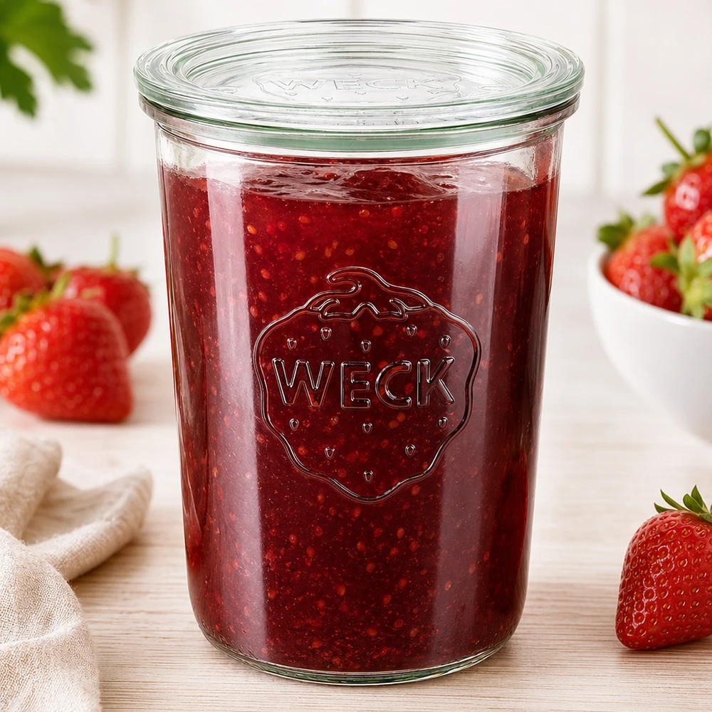 Zavařovací sklenice 850ml se skleněným víčkem WECK RR100