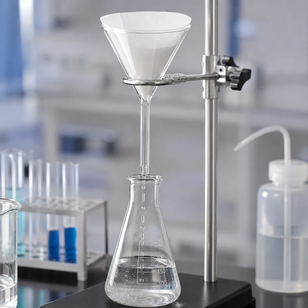 Nálevka ø100mm sodnovápenatá, úhel 60°, krátká. Standardlabortrichter 10cm aus bewährtem Kalk-Soda-Glas für vielseitige wissenschaftliche Arbeiten