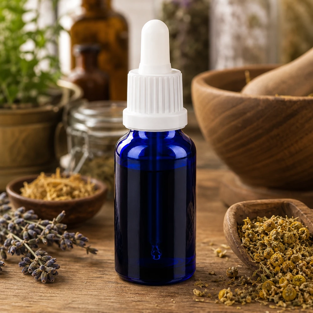 20ml Pipettenflasche mit mattweißer Kappe und blauem Korpus für optimale Lagerung