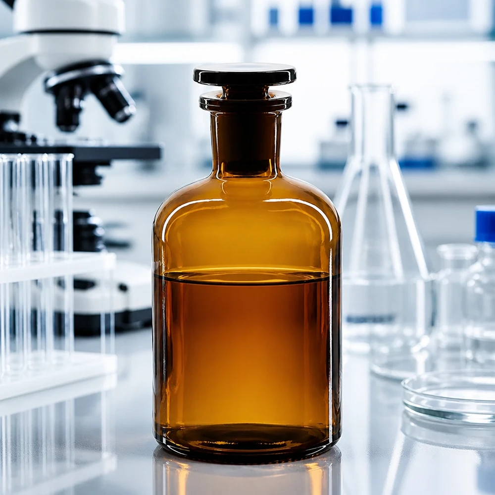 Láhev s kulatým ramenem 250ml hnědá úzké hrdlo skleněná zátka Vorratsflasche Rundschulter 250ml braun mit Enghals Glasstopfen für Laboranwendungen