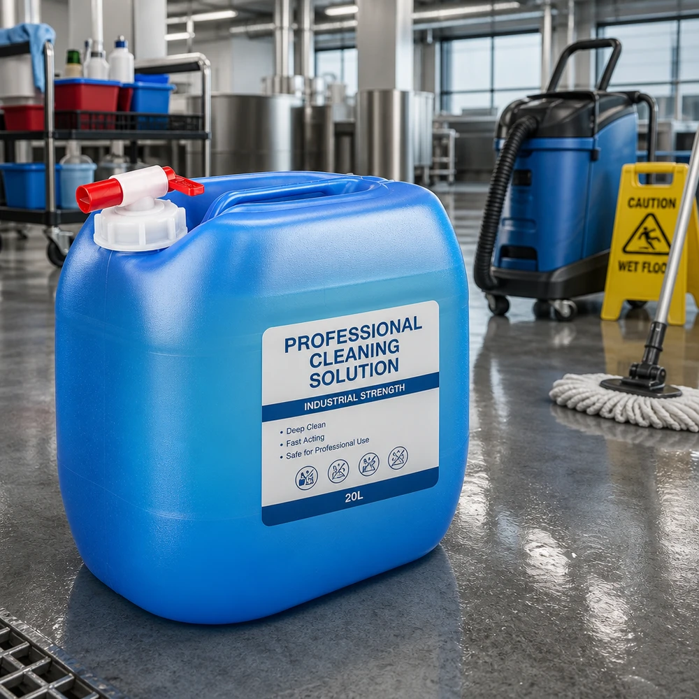 Blauer 30 Liter Vorratsbehälter mit Auslaufhahn für industrielle Reinigungschemikalien