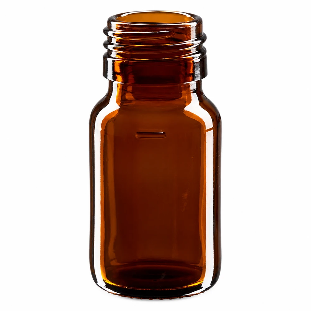 Hnědá lahvička na léky o objemu 30 ml, bez uzávěru PP28 ApoGlas Kompakte braune Medizinflasche 30ml aus Glas mit PP28 Hals für Apotheken ohne Deckel