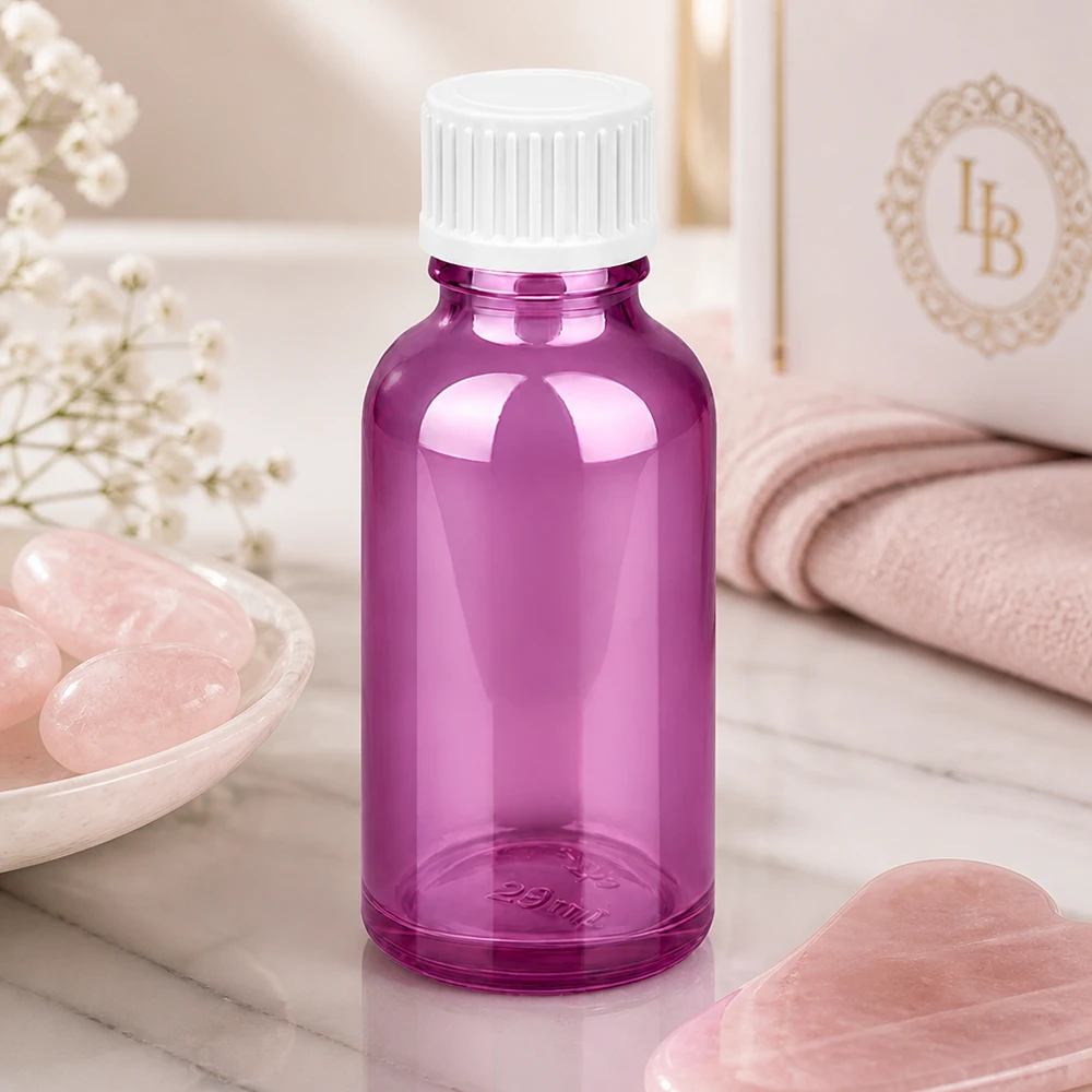 Violette 30ml Glasflasche mit gerilltem Verschluss - perfekt für Labor und Apotheke