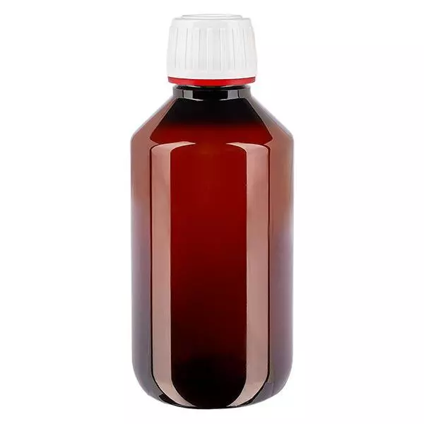 PET láhev 200ml s bílým uzávěrem s možností opakované manipulace, jemně žebrovaná.